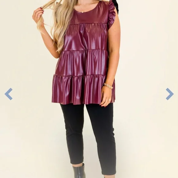 Burgundy Flirty Fun Top - Picture 2 of 3